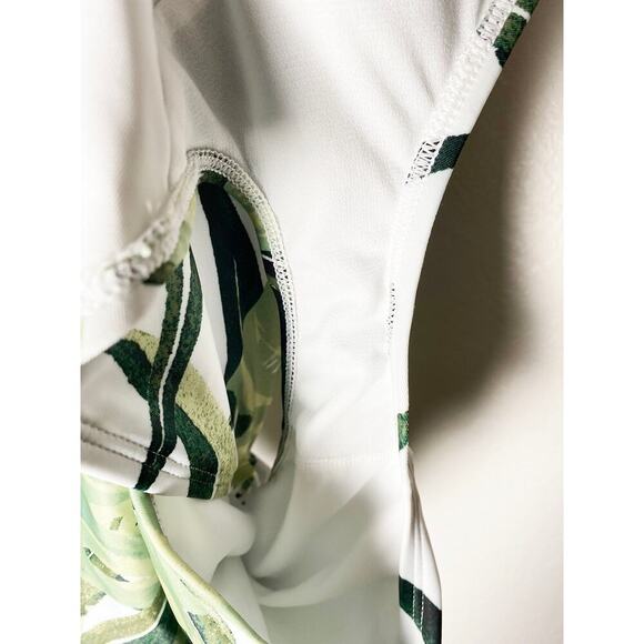 Swim By Cacique Womens Crossover One Piece Wrap Peephole Palm Print Swimsuit NWT - Picture 7 of 12